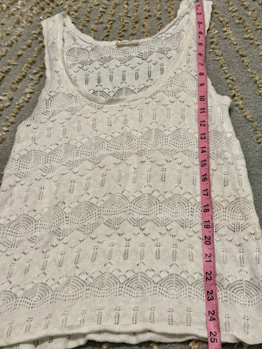 Spell Siesta Cami Organic Cotton Knit Tank XS Boho Lace in White Sands - Picture 9 of 15